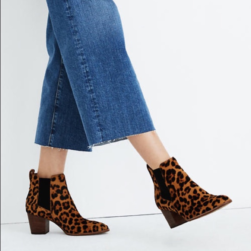 Madewell regan heeled boot leopard 7.5